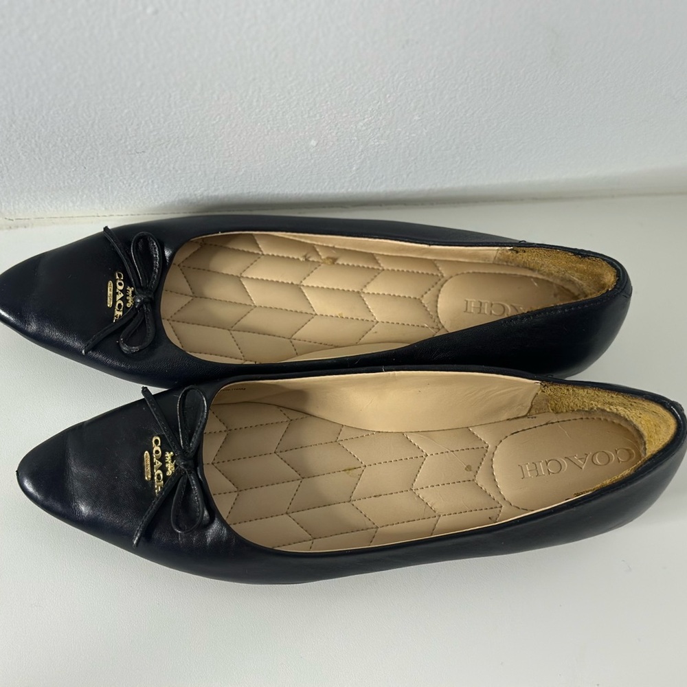Coach Black Leather Ballet Flats